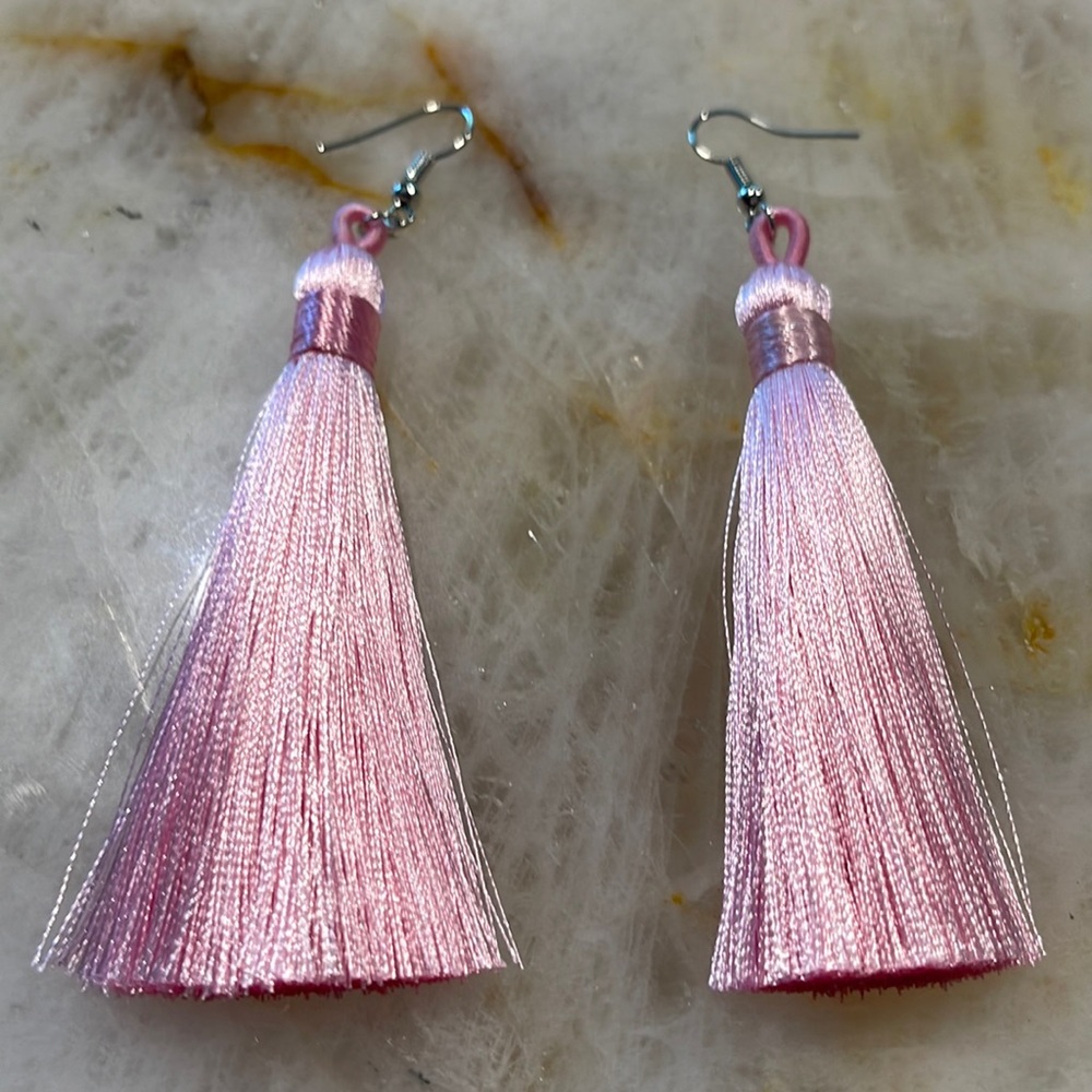 Pink tassel earrings
